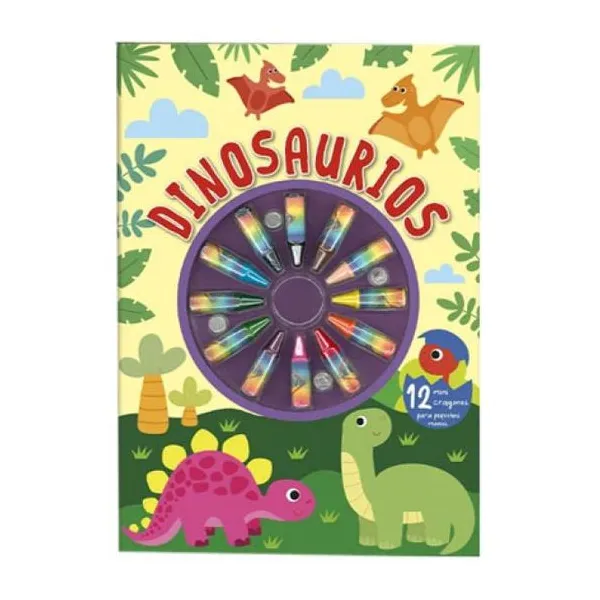 Dinosaurios 21 x29.5 cm/32 páginas/incluye mini crayones