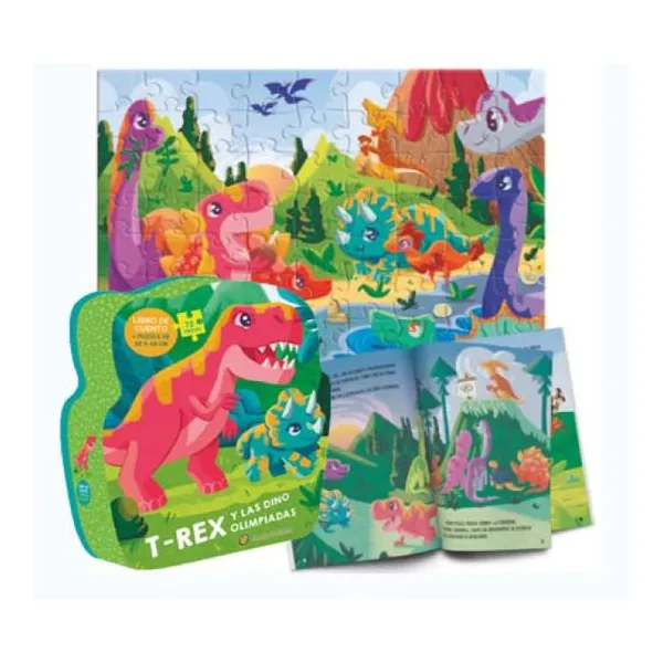 T - rex y las dino olimpíadas puzzlemanía libro/puzzle