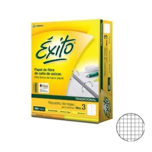 Repuesto carta cuadriculado 288h tradicional Éxito