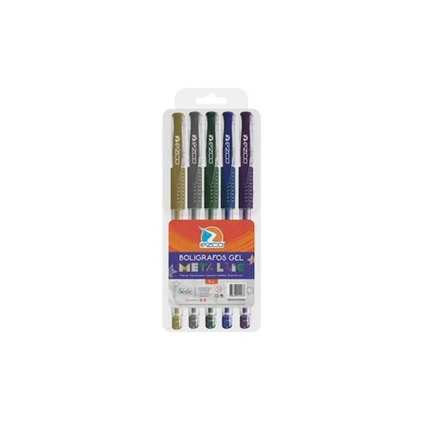 Bolígrafo gel metal en blister x5 Ezco
