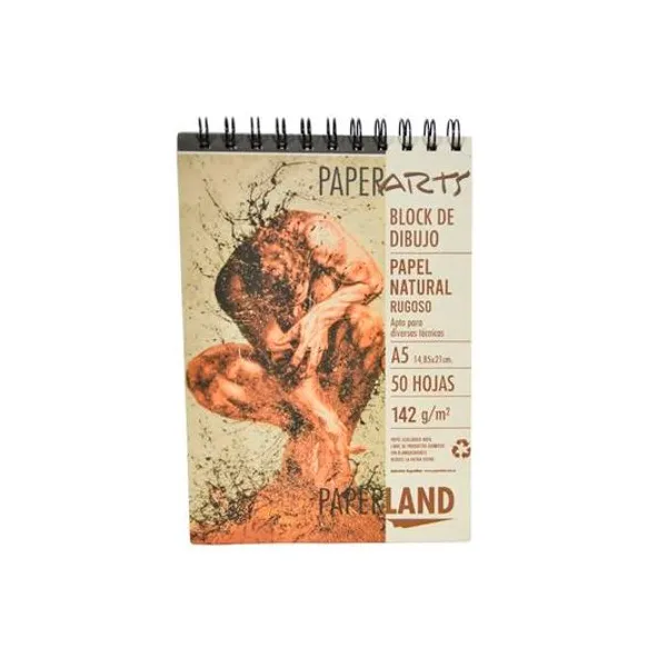 Block de dibujo a5 papel natural rugoso 140 g 50 hojas con espiral paperland