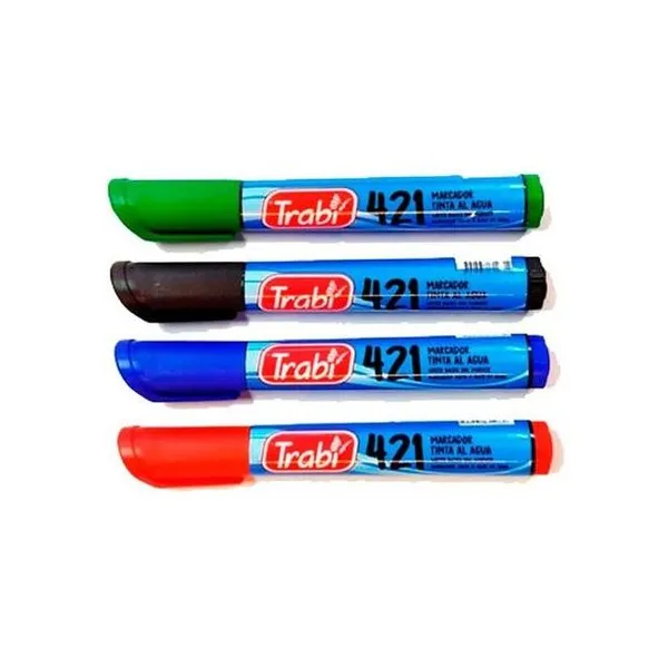 Marcador al agua punta biselada 421 plus caja x12 trabi