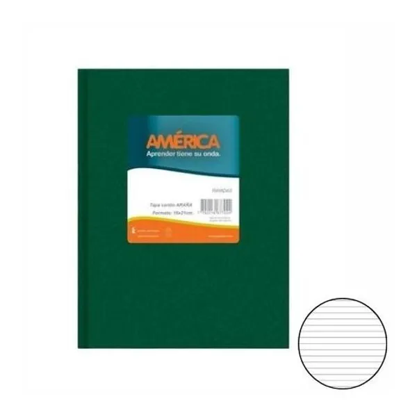 Cuaderno 16x21 rayado t/d araña verde 42h América