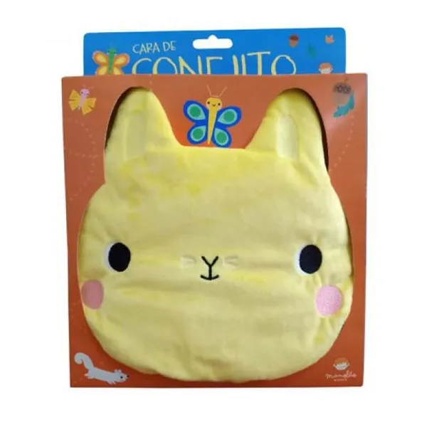 Cara de conejo. libro sensorial (tela) en caja con sonajero