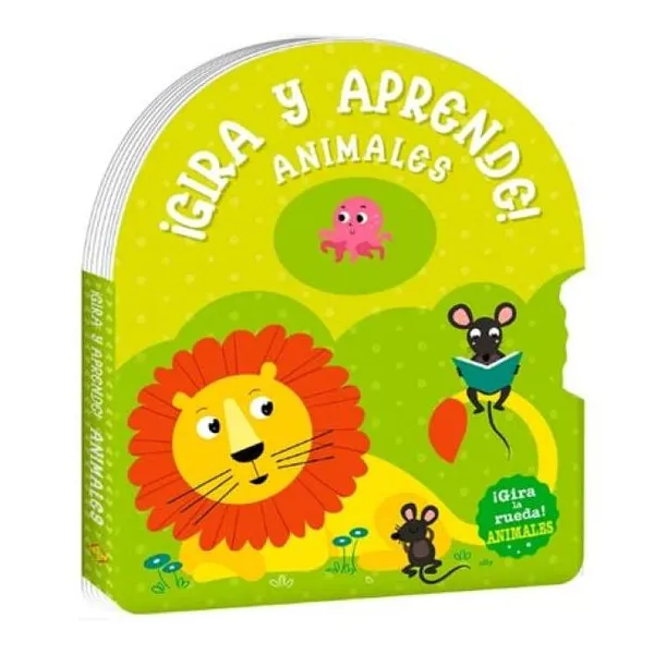 Gira y aprende animales :tapa dura, 16 x19 cm, 10 páginas