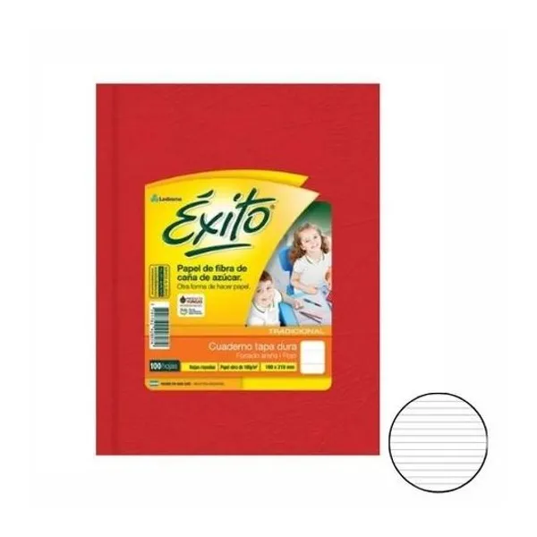 Cuaderno 19x24 rayado 100h tapa dura universo rojo Éxito