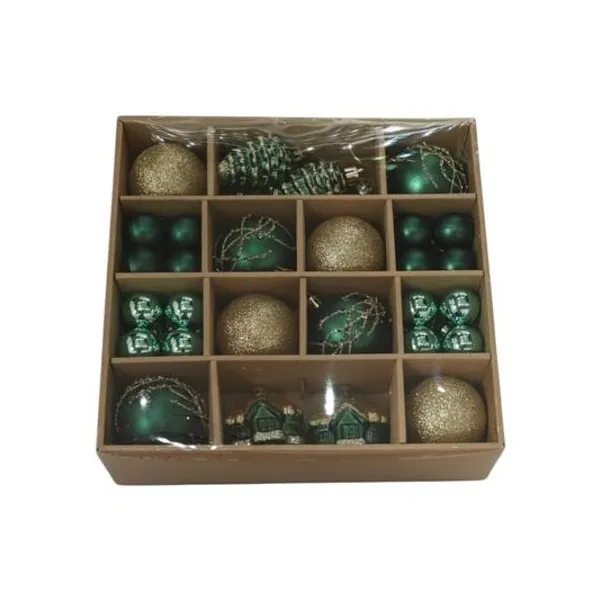Set de adornos navideños para árbol caja x47 colores surtidos