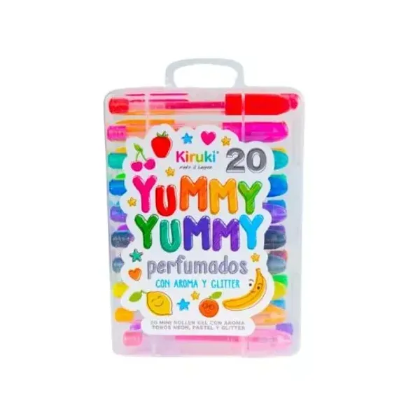 Roller mini kiruki yummy yummi perfumados glitter valija x20 unid.