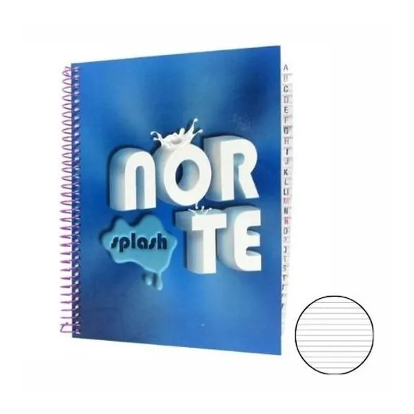 Cuaderno 16x21 cm rayado tapa flexible con espiral con índice 45 hojas
