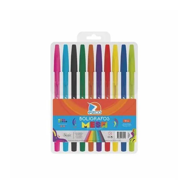 Bolígrafo mesh 1.0 mm colores surtidos blister x10 unidades Ezco