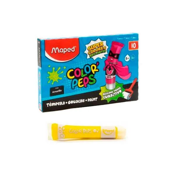 Témpera color peps amarillo sol 8 ml caja x10 Maped