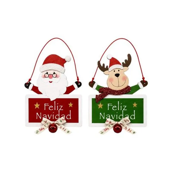Colgante para puerta feliz navidad 14.5x12 cm x1 colores surtidos