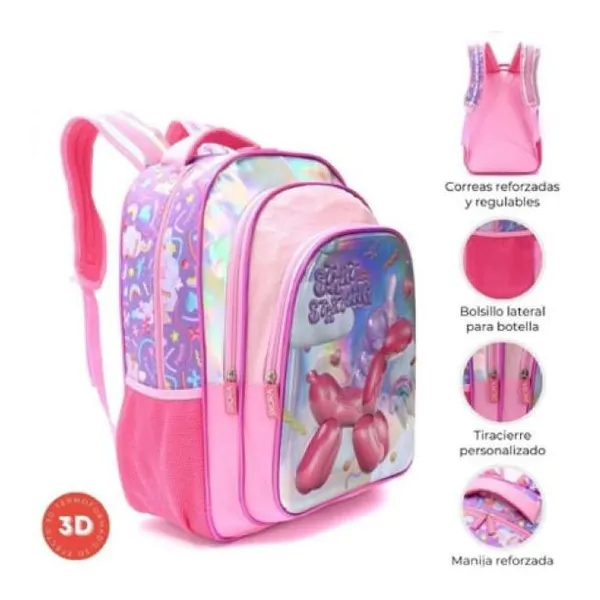 Mochila lettering globo termoformada 32 x45 x15 18