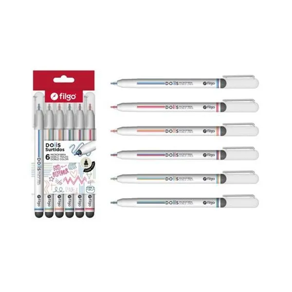 Microfibra doble trazo y color doiis caja x6 unidades Filgo - doiis