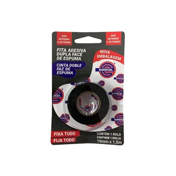 Cinta adhesiva doble faz de espuma 19mmx1.5 mts blister x unidad eurocel