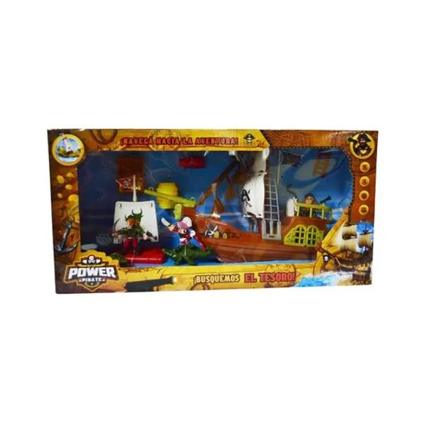 Barco pirata con accesorios en caja 41x20x10 cm