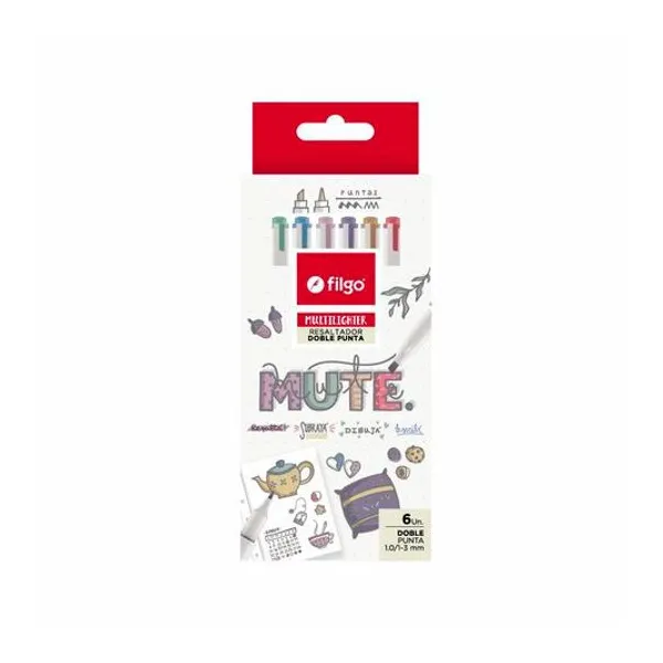 Resaltador doble punta mute multilighter caja x6 Filgo -