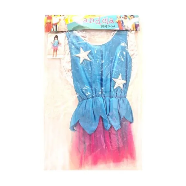 Hada turquesa con alas y estrellas - talle 3