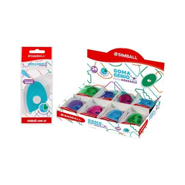 Goma de borrar genio para roller borrable caja x24 unidades Simball