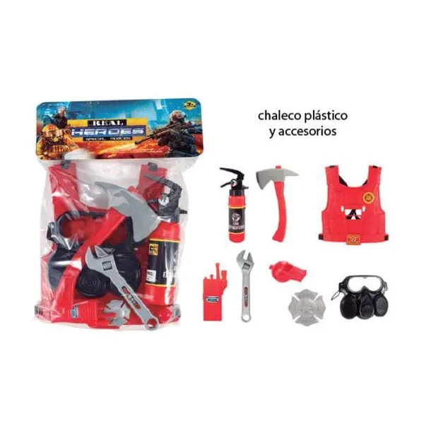 Disfraz de bombero con accesorios.