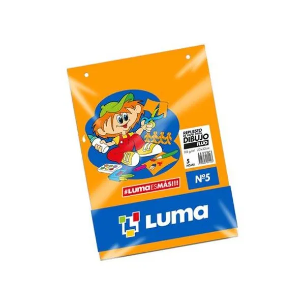 Repuesto de dibujo oficio n.° 5 fluo 5 hojas luma