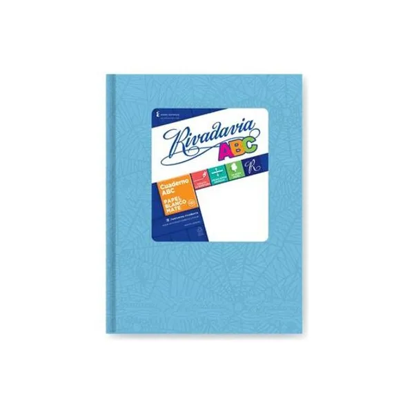 Cuaderno 19x23.5 rayado t/d abc celeste 50h rivada