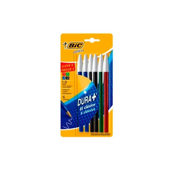 Bolígrafo opaco 1.0 mm surtido x6 BIC