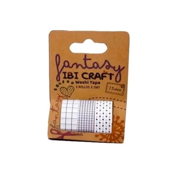 Cinta washi ibi craft fantasy pattern 15 mmx 5 mtsbl.x 3 unid