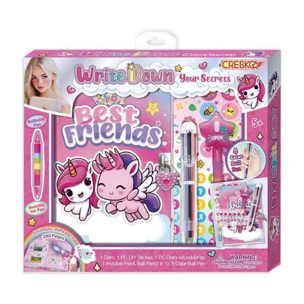 Set con diario Cresko secret message unicorn 5 pcs