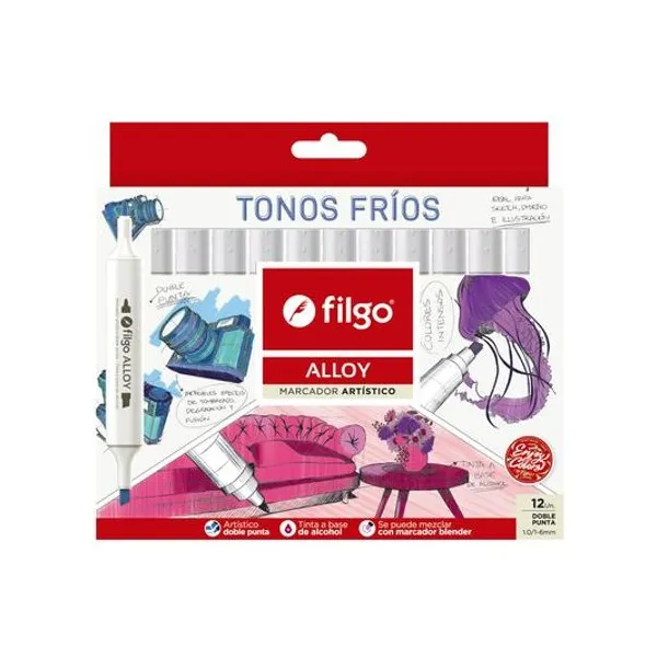 Marcador doble punta frios alloy caja x12 Filgo - allym-