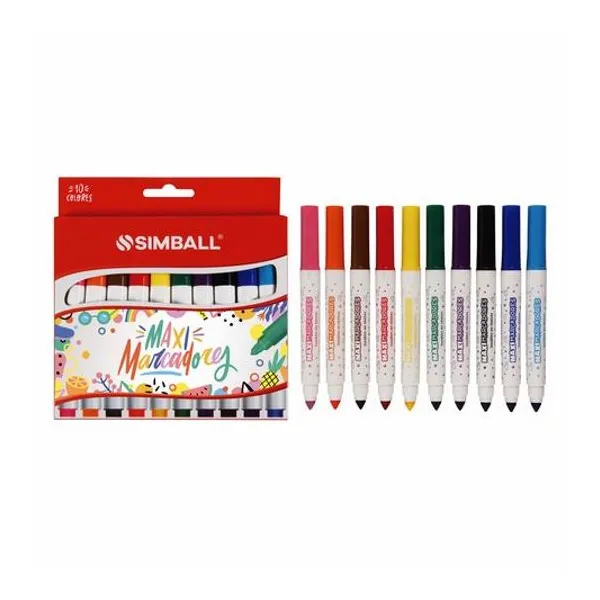 Marcador escolar maxi jumbo punta conica caja x10 unidades Simball