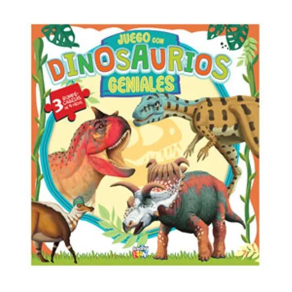 Juego con los dinosaurios. geniales ( 3 puzzles de 9 piezas)