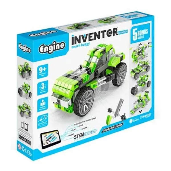 Engino playset 32 cm inventor mechanics "buggy" con 5 modelos extra