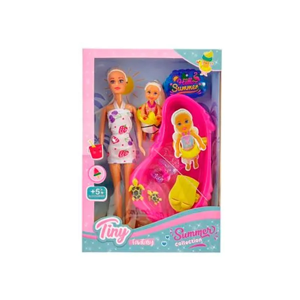 Muñeca summer Tiny con accesorios en caja 22x32 cm