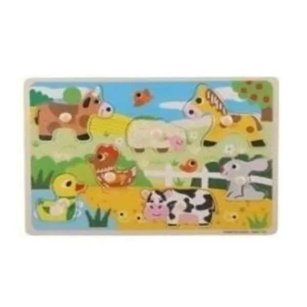 Juego didáctico de encastre bloques de madera granja 25 x16 cm
