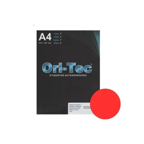 Etiquetas ori-tec laser a4 para diskette roja est.x 100 hjs.