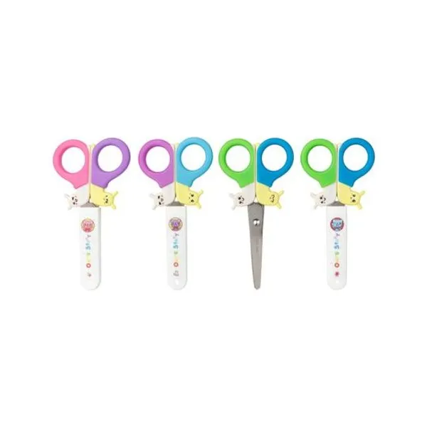 Tijera escolar 12.7 cm con capuchon x unidad colores surtidos