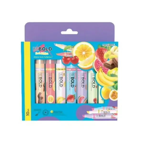 Resaltadores perfumados newpen be bold fruit x10 unid.