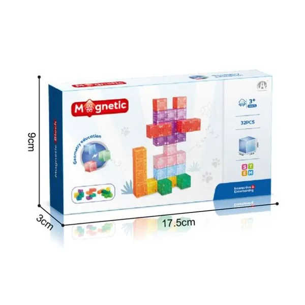Bloques magnéticos de colores transparentes 32 pzas