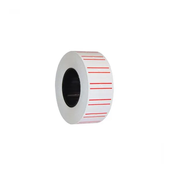 Rollo para maquina etiquetadora 12 x22 blanco linea roja x10 unid.