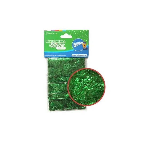 Brillantina sticks verde 2 g en sobre x5 unidades Sifap - sticksver