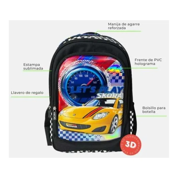 Mochila lets play speed frente termoformado 32x45x15 cm
