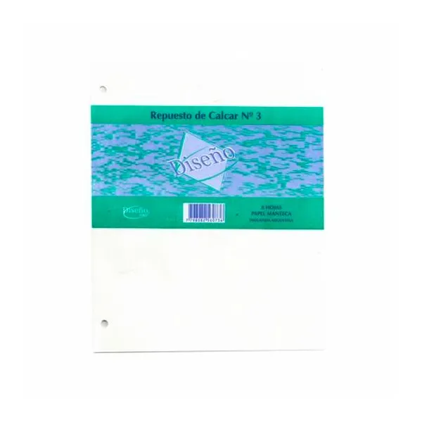 Repuesto de calcar carta n.° 3 8 hojas papel manteca diseño