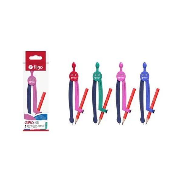 Compás plástico giro para lápiz bolsa x1 Filgo - comgirohb