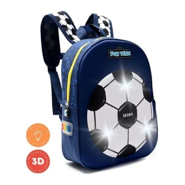Mochila con luz petit termoformada fútbol 22 x30 x10 - 12
