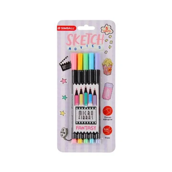 Microfibra Simball sketch movie fantasy pastel bl.x 5 col.surt.
