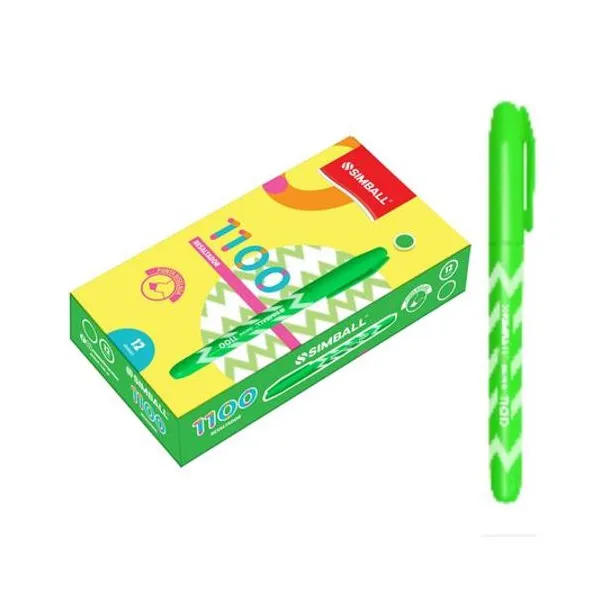 Resaltador fino redondo 1100 verde caja x12 unidades Simball