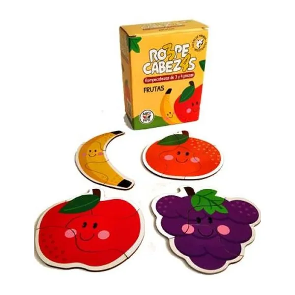 Rompecabezas x4 de 3 y 4 piezas - frutas