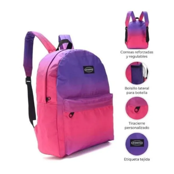 Mochila goodpak print degrade fucsia 43 x30 x17 cm 17