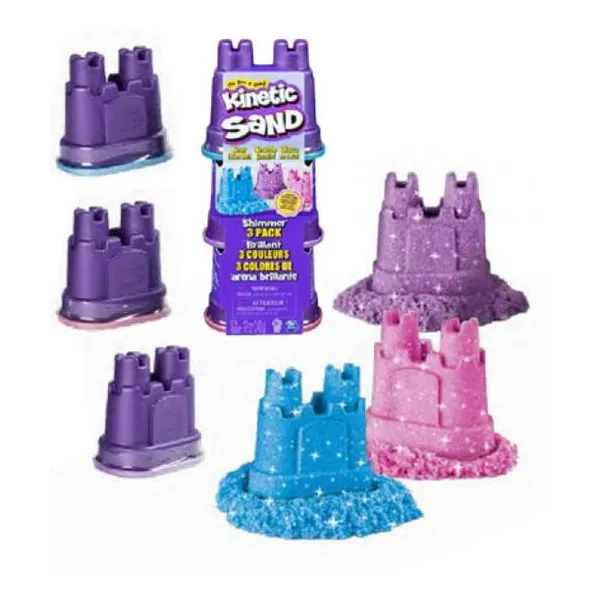 Kinetic sand paquete de 3 unidades - arena brillante con glitter